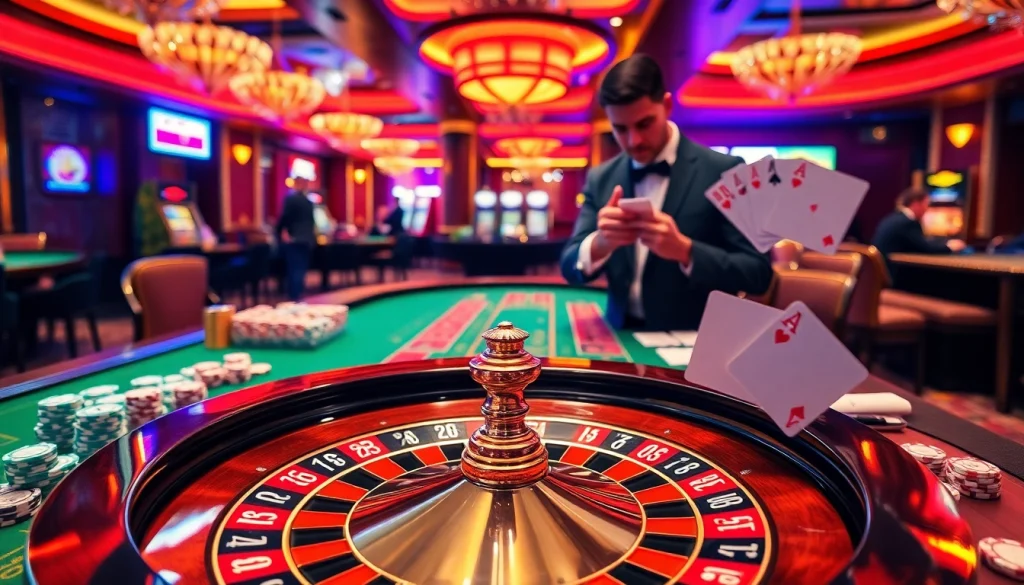 Engage with the thrilling atmosphere of casinos featuring games at https://88aavega.com/, showcasing vibrant roulette wheels, poker tables, and lively players.